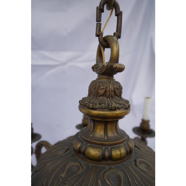 Metal Monumental French Baroque Revival Eight-Light Cast Bronze Chandelier, Probably French, Circa 1915–1925 For Sale - Image 7 of 14