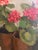 Modern Vintage Oil Painting of Geraniums in Pots For Sale - Image 3 of 10