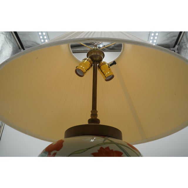 1980s Maitland Smith Oriental Brass & Porcelain Ginger Jar Lamp For Sale - Image 9 of 11