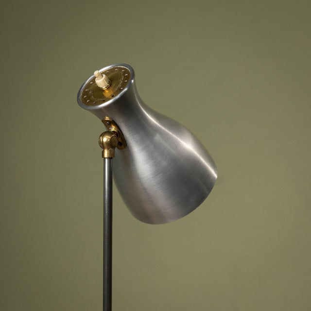 Model 57/416 Floor Lamp in Brass, Nickel-Plated Steel, and Aluminum by Dieter Schulz for Wohnbedarf AG, Switzerland, 1950s For Sale - Image 4 of 9