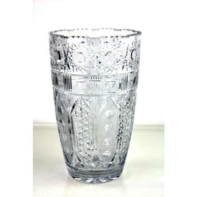 Bohemian Lead Crystal Vase with Hand-Cutting, 1950s For Sale - Image 11 of 11