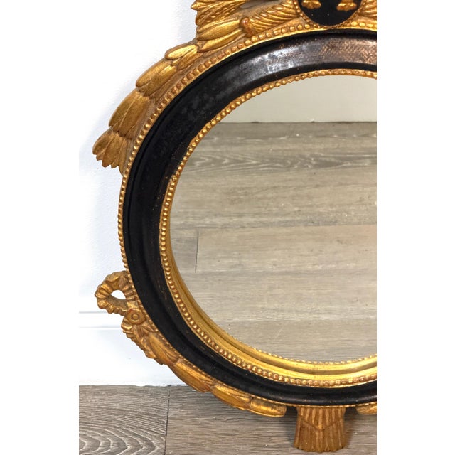 Mid 20th Century Carvers' Guild Louis XVI Style Giltwood & Ebonized Oval Wall Mirror, Circa 1965 For Sale - Image 5 of 10