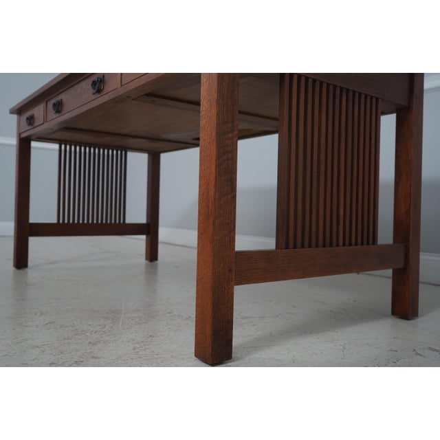Stickley Mission Oak Spindle Side Office Desk For Sale - Image 11 of 18