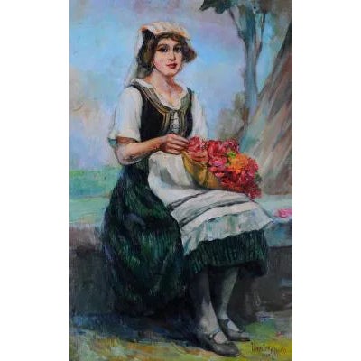 Narciso Morais, Woman, Oil on Panel For Sale