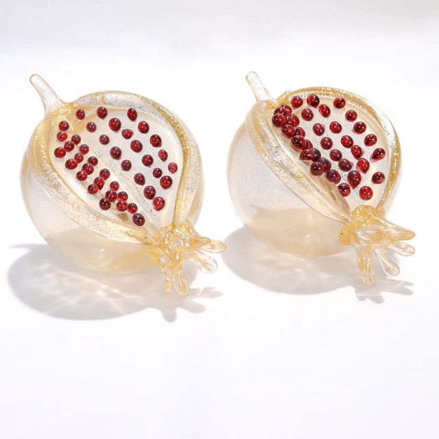 Late 20th Century Pair of Venetian Glass Pomegranate Sculptures by Romeo Gigli for Pauly & Co. For Sale - Image 5 of 16