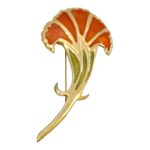 1970s Vintage Givenchy Large Gold-Plate Enamel Floral Brooch