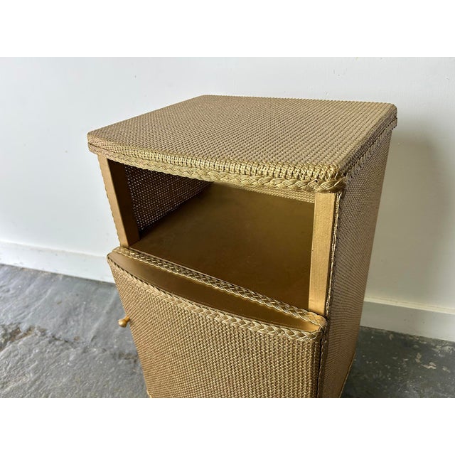 Vintage Bedside Cabinet in Champagne Gold Woven Fibre from Lloyd Loom, 1940s For Sale - Image 9 of 11