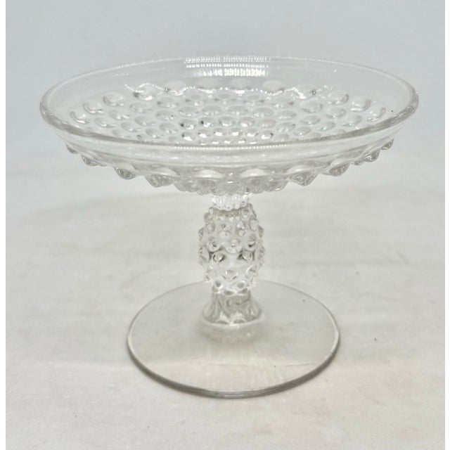 1930’s Duncan & Miller Clear Pressed Glass Pedestal 3 3/4” Compote Bowl Hobnail Thousand Eye Pattern For Sale In Washington DC - Image 6 of 12