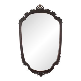 Antique Wall Mirror With Ornate Carved Wood Frame For Sale