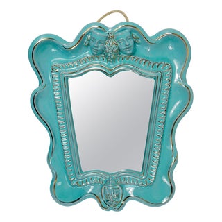 Art Deco Theater Terracotta Wall Mirror attributed to Gmundner Keramik, Austria, 1930s For Sale