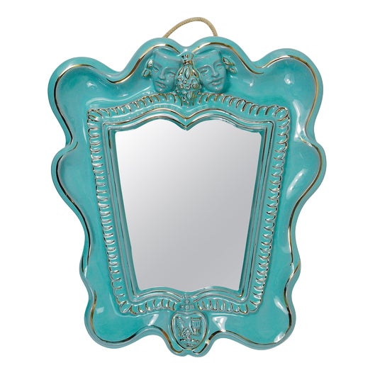 Art Deco Theater Terracotta Wall Mirror attributed to Gmundner Keramik, Austria, 1930s For Sale