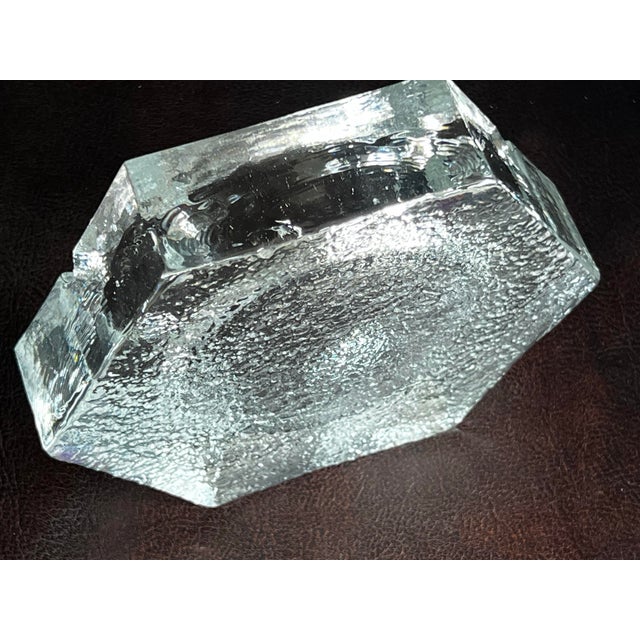Mid 20th Century Extra Large MCM Ice Glass Hexagon Ashtray For Sale - Image 5 of 9