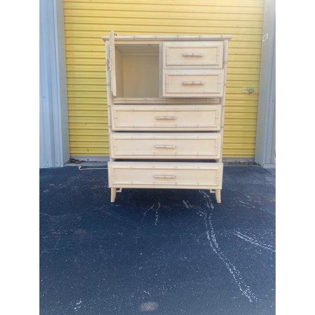 Chinese Mid 20th Century Dixie Aloha Chinese Chippendale Faux Bamboo 5 Drawers Chest For Sale - Image 3 of 11