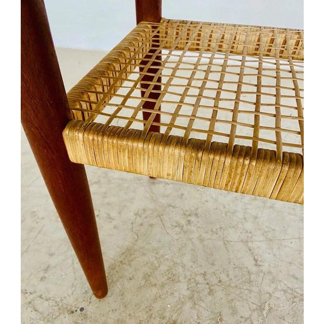 Wood Vintage Danish Teak Coffee Table with Woven Rattan Magazine Shelf, 1960s For Sale - Image 7 of 18
