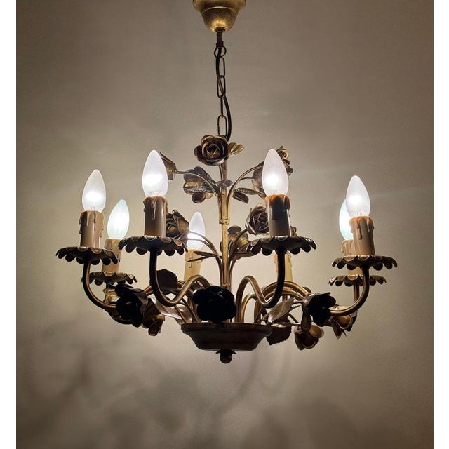 This beautiful chandelier in elegant hollywood regency style was manufactured in the 1980s by the german company honsel in...