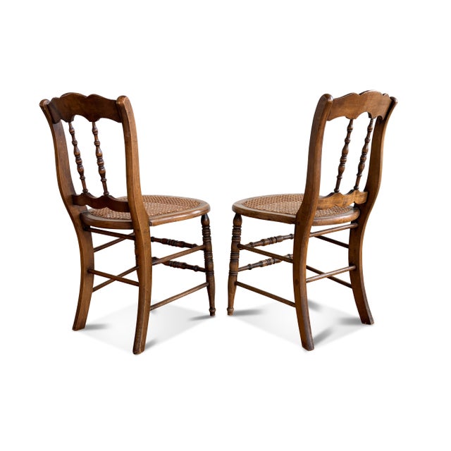 Spindle Back Cane Seat Chairs - A Pair For Sale - Image 4 of 12
