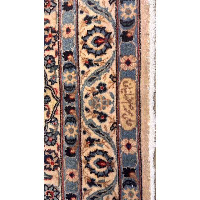 Beige Vintage Signed Kashan Carpet For Sale - Image 8 of 8