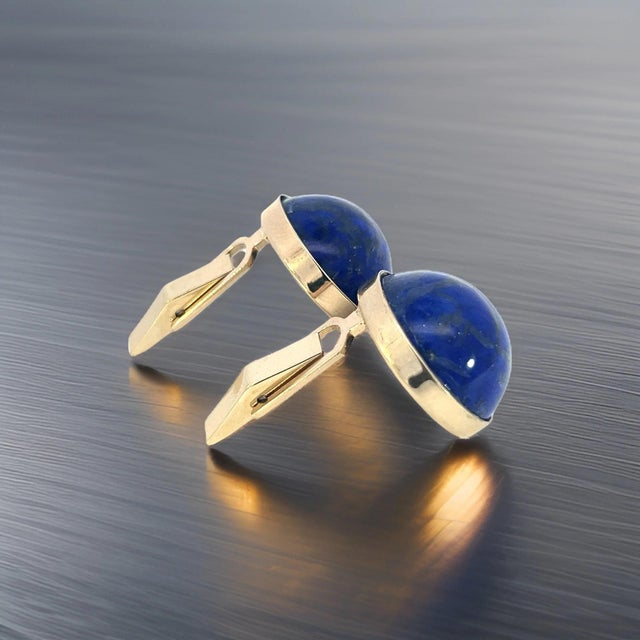 2010s Natural Lapis Lazuli Cufflinks 14k Y Gold 40 CTW Certified, Pair For Sale - Image 5 of 13