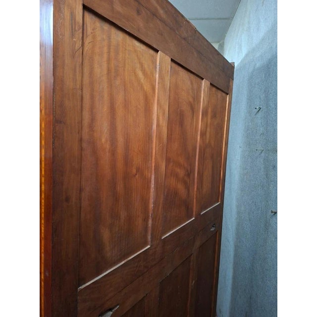 Late 19th Century Louis XVI Mahogany and Veneered Wardrobe with Mirror For Sale - Image 9 of 10