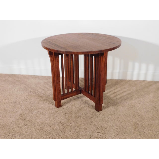 Kimball Antique Style Mission Prairie Arts & Crafts Oak Round Occasional Table For Sale - Image 10 of 18