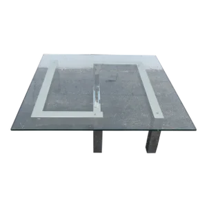 Hollywood Regency Modern Style Chrome Glass Top Coffee Table