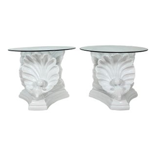 Vintage Plaster Shell Side Tables- A Pair For Sale