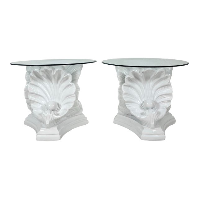 Vintage Plaster Shell Side Tables- A Pair For Sale