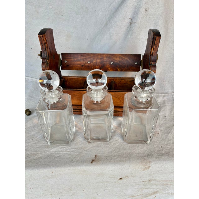 Early 20th Century English Oak Three Decanter Tantalus For Sale - Image 10 of 12
