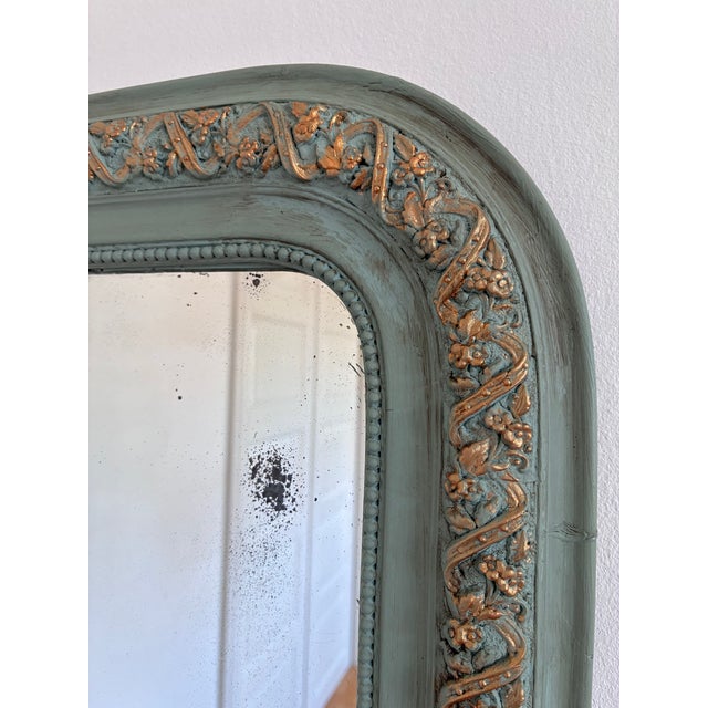 Antique French Louis Philippe Mirror – Green and Gold, Late 19th Century For Sale - Image 9 of 9
