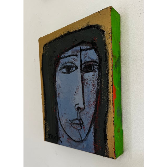 Rebecca Jack "Woman With Blue Face", Original Painting by Rebecca Jack For Sale - Image 4 of 4