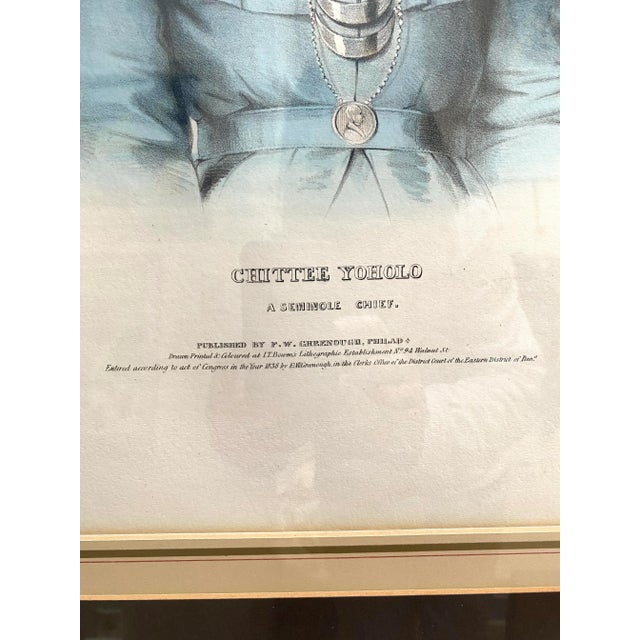 The McKenney & Hall Pl. 67, Chittee Yoholo Indigenous American Color Lithograph 1838 Framed For Sale - Image 11 of 11