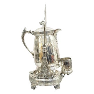 Early 20th Century Rogers Smith & Co Silver Plated Victorian Tilting Lemonade Water Pitcher W Stand For Sale