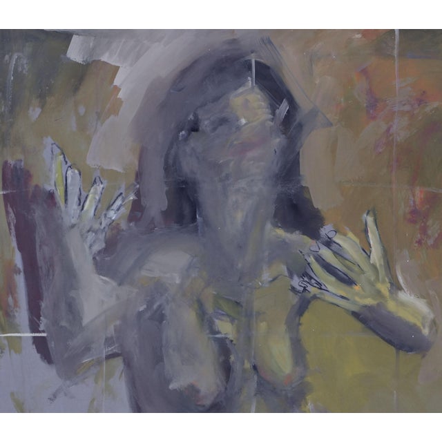 Dynamic female nude figurative abstract by San Jose, California area artist Daniel David Fuentes (American, 1978-2016)....