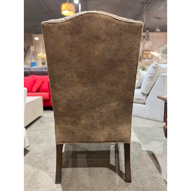 Heckman Brown Fabric "Celeste" Wingback Chair For Sale - Image 4 of 10