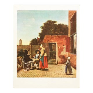 1950s After Pieter De Hooch, "A Dutch Courtyard" Full-Color Print For Sale