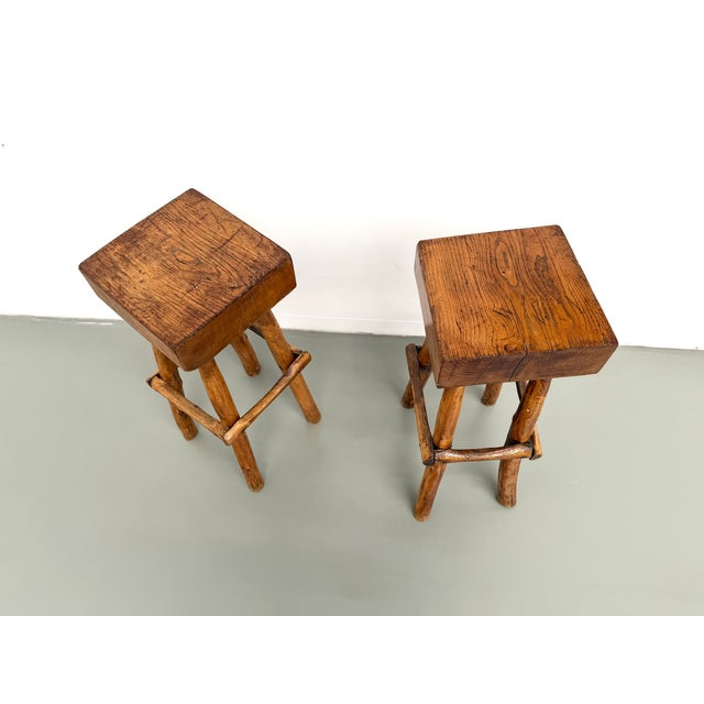 Brutalist Bar Stools, France, 1950s, Set of 2 For Sale - Image 4 of 18