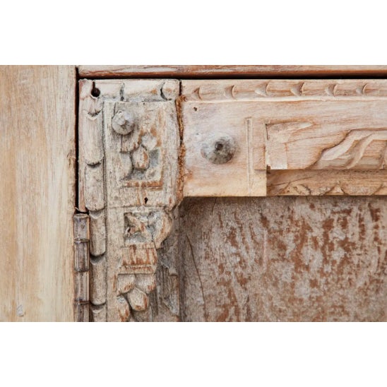 1980s Colonial Style Indian Bleached Teak Sideboard Server Cabinet For Sale - Image 9 of 11