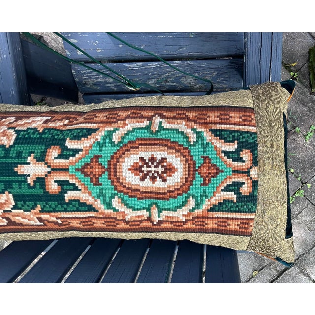 Antique Needlepoint Long Bolster Pillow Chairish