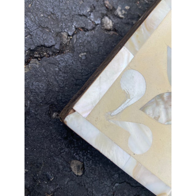 Wood Vintage Mother of Pearl Inlay Mirror For Sale - Image 7 of 11