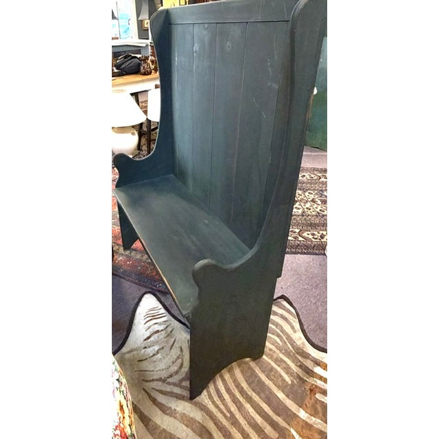 Mid-Century Modern Vintage Wood Settle Bench For Sale - Image 3 of 7