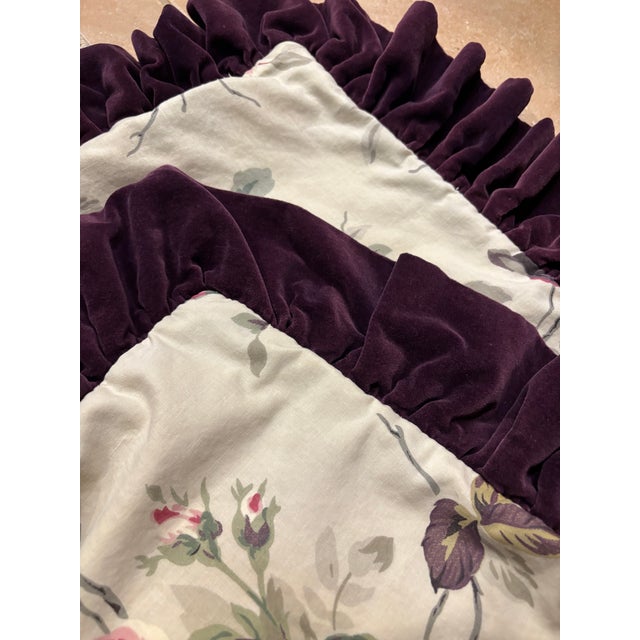 Eggplant Romantic Pair of Vintage Floral Pillow Covers in the Spirit of 1990s Ralph Lauren Home. For Sale - Image 8 of 12