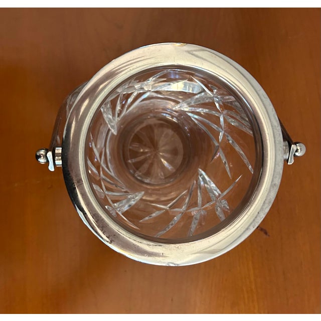 French Vintage Silver Plate & Crystal Ice Bucket For Sale - Image 3 of 5