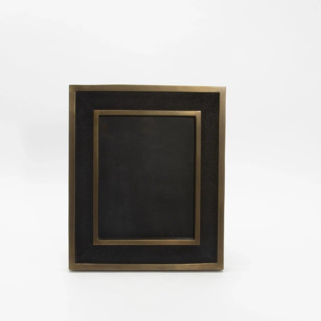 Picture Frame 8x10” in Black Shagreen With Brass Details by Kifu Paris