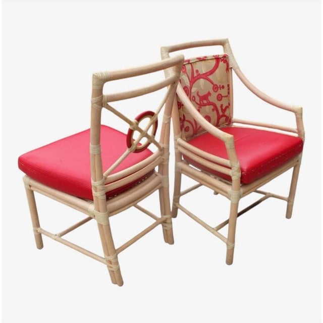 Mid-Century Modern Set of Six McGuire Bamboo Target Back Dining Chairs For Sale - Image 3 of 11