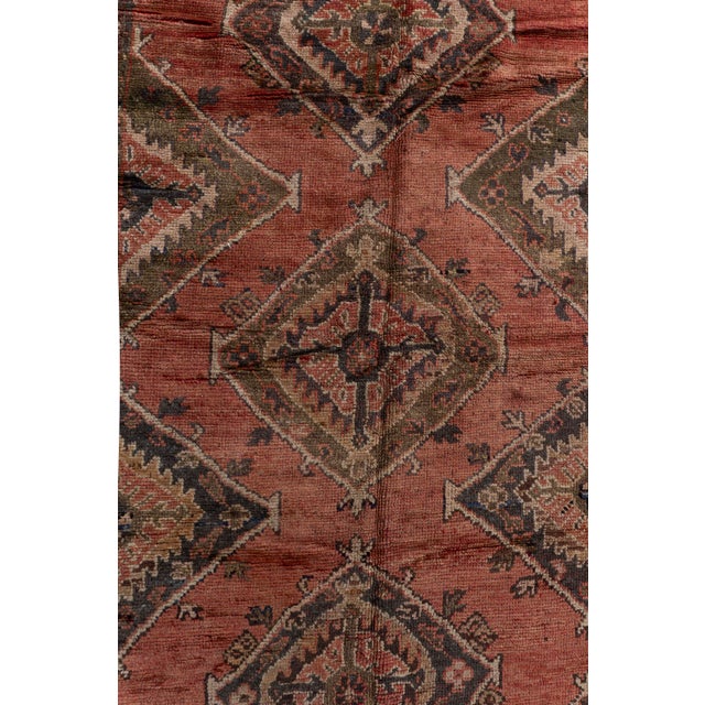Vintage Circa 1940 Orange Turkish Oushak Kelleh Hand Knotted Wool Runner 5ft 6in X 12ft 2in For Sale - Image 9 of 18