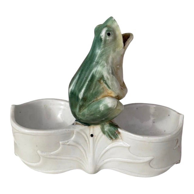 1930s Art Deco German Porcelain Frog Salt Cellar For Sale