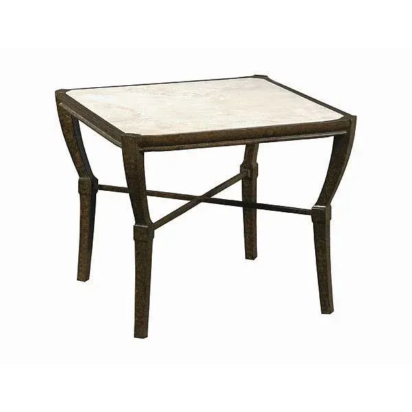 This side table has a hand-made, sand-cast aluminum frame that has the look of hand wrought iron and is finished with a...