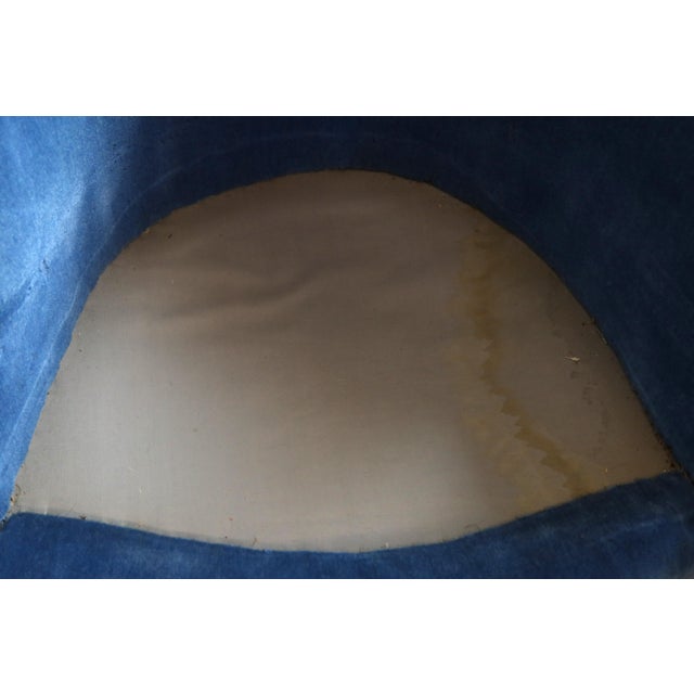 Louis XV Lounge Chair in Blue Velvet For Sale - Image 5 of 11