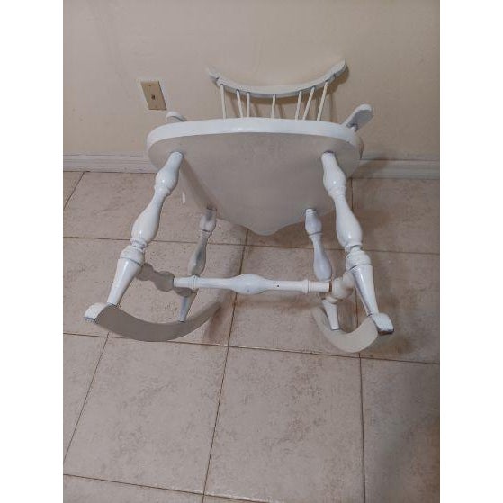 Vintage Maple Comb Back Rocking Chair White For Sale In Naples, FL - Image 6 of 6