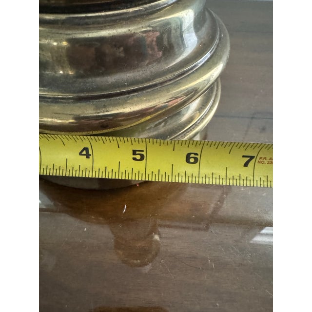 Pair of Vintage Stiffel Solid Brass Hollywood Regency Table Lamps – Paneled Pedestal Baluster Form, 26” Tall For Sale - Image 9 of 10